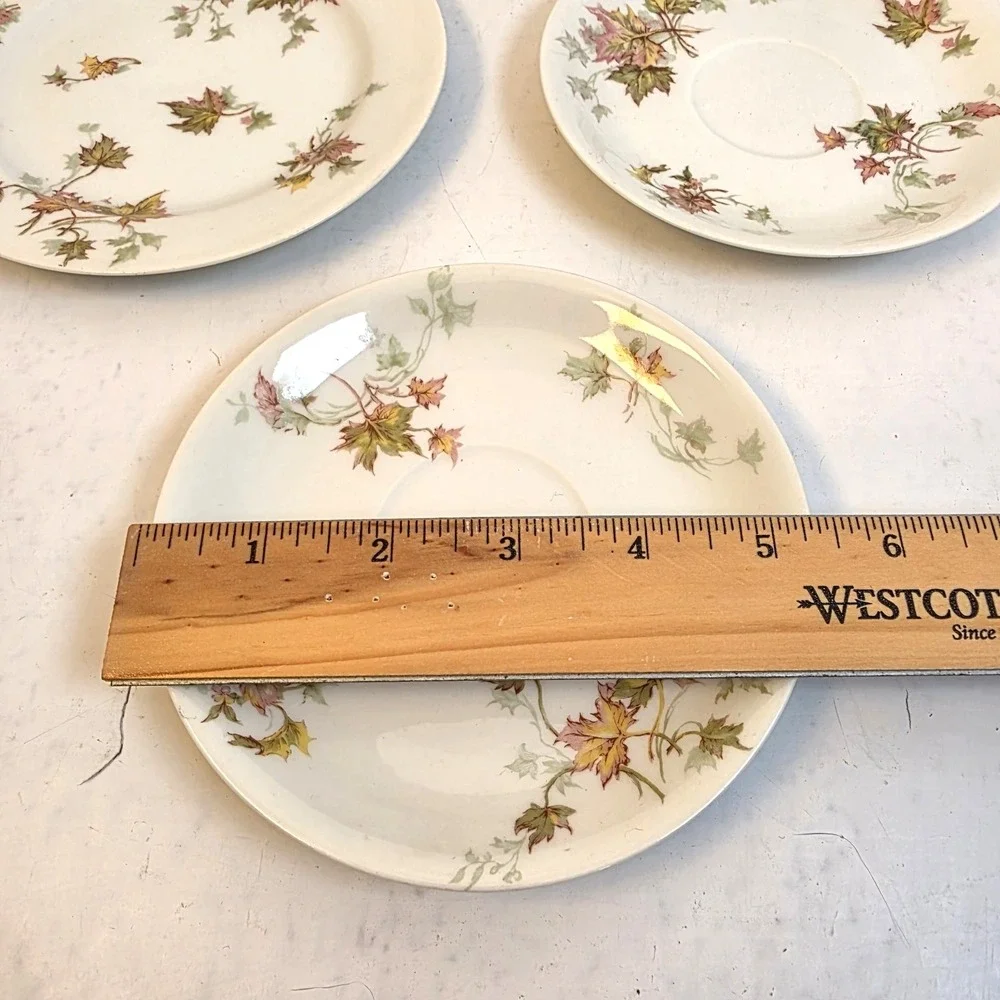 Antique Haviland France Limoges Autumn Leaf Saucers & Bread Plate Schleiger‎ 196